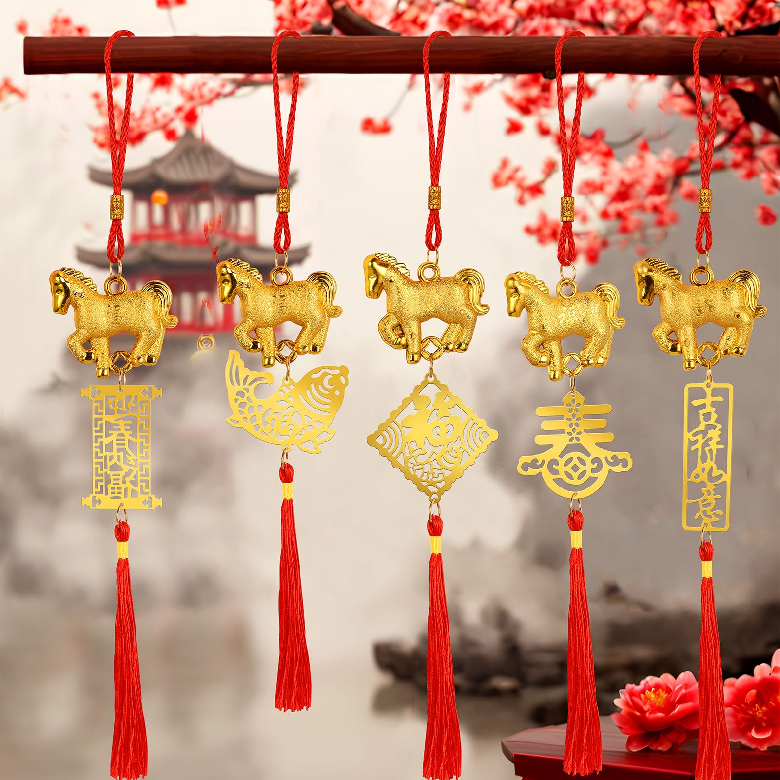 Amazon.com: 20 Pcs 2026 Chinese New Year Horse Lucky Charms Red